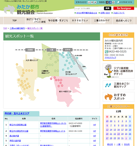 みたか都市観光協会公式サイト観光スポット一覧